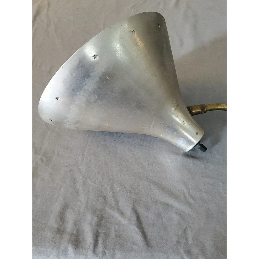 Vtg  MCM Industrial Brass Scissor Arm Star Cone Wall Lamp Extendable Sconce Work